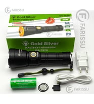 GS-7570 Şarjlı LED Fener - 20W, 1200 Lümen, 1.5 Km Zoom Menzil, 6000 mAh Batarya, Alüminyum Gövde