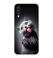PrintiFy Samsung Galaxy A70 ile Uyumlu Kedi 2 Kamera Korumalı Şeffaf Kılıf