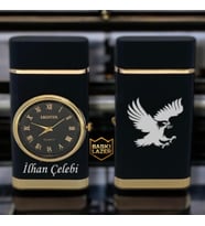 İsme Özel Kartal Logolu Saatli Çakmak Rüzgarda Sönmeyen Turbo Jet Özellikli - Kutulu Ve Hediye Paketinde
