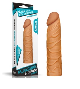 X-LARGE Dolgulu Realistik Penis Kılıfı Uzatmalı Prezervatif Dildo
