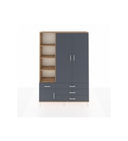 Arges Gardrop 5 Raflı 4 Çekmeceli Tek Askılı 132x30x195 Çam-Antrasit