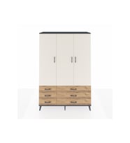 Hyperion Dolap 5 Raflı 6 Çekmeceli Tek Askılı 132x44x195 Antrasit-Aytaşı/Çam