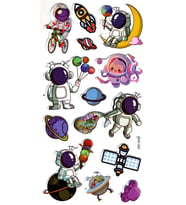 Sticker Kabartmalı Stiker Çıkartma Etiket (XHC029)-18x9 cm- Bisikletli Astronot