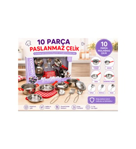 10 Parça Paslanmaz Çelik Metal Tencere Tava Seti