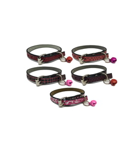 5'li Zilli Deri Kedi Tasması 30 cm Set