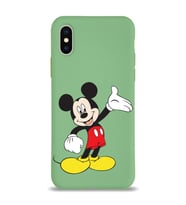 Apple iPhone X Uyumlu Lansman Kılıf Mickey Mouse Tasarımlı Altı Kapalı İçi Kadife Kaplı  Kapak (Şeffaf)