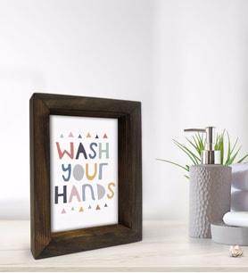 BK Gift Banyo Dekoratif Doğal Masif Ahşap Çerçeve 15x20cm-3 (Beyaz)