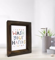 BK Gift Banyo Dekoratif Doğal Masif Ahşap Çerçeve 15x20cm-3 (Beyaz)