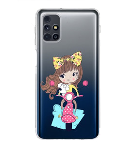 Samsung Galaxy M31s Uyumlu Kamera Korumalı Kapak Vespagirl Tasarımlı  Şeffaf  Kılıf