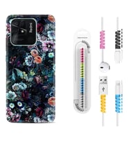 Xiaomi Poco X3 Pro M4 Pro X4 Pro C40 10C Kılıf Kablo Koruma Spiral Silikon Great Flowers 1304