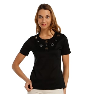 Taş Detaylı T-shirt (Siyah)