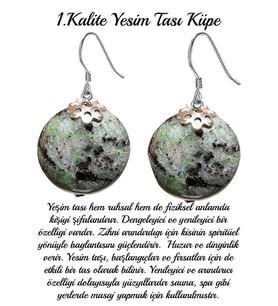 Sertifikalı 1.kalite Yeşim Taşı Doğal Taş Küpe (MEKSİKA)