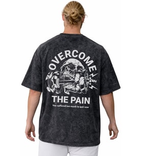 Overcome The Pain Fitness Bodybuilding Sporcu Sırt Baskılı Unisex Oversize Yıkamalı Tişört