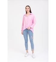 Kadın Oversize Salaş Gömlek Pudra