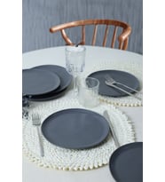 Mat Gri Sardes Pasta Tabağı 22 cm 6'lı set
