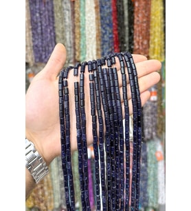 Yıldız Taşı Silindir Kesim Lacivert 5x8mm Doğal Taş Dizi