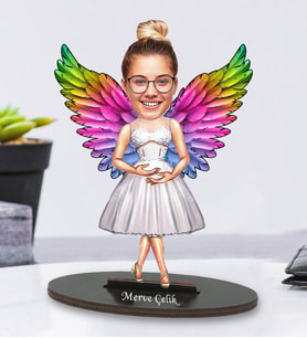 Kişiye Özel Fotoğraflı Melek Anne Tasarımlı Karikatür Biblo