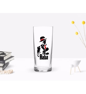 BK Home Renkli Baskılı Godfather Baba Tasarımlı Rakı Bardağı-18 (Beyaz)