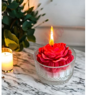 Zarif Şakayık Mum - Mumelia Candles Doğal Soya Cam Kasede Çiçek Tasarım Dekoratif Mum