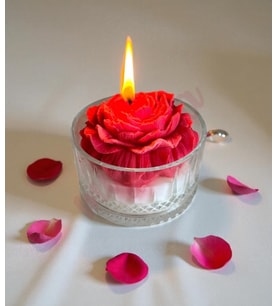 Mumelia Candles Açılmış Gül - Doğal Soya Cam Bardak Tasarım Mum