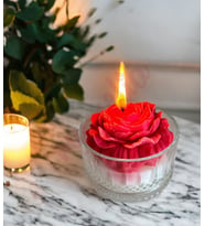 Zarif Şakayık Mum - Mumelia Candles Doğal Soya Cam Kasede Çiçek Tasarım Dekoratif Mum