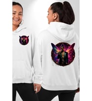 Erkek Hip Hop Rapçi Mor-Pembe Neon Beyaz Kapüşonlu Sweatshirt Kadın Erkek Ön Minimal Sırt Baskılı