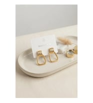 Mey İthalat® 316L Çelik Gold Renk Vintage Trapez Model Küpe