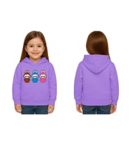Unisex Baskılı Çocuk Swaetshirt Labubu Baskılı Kapüşonlu 3 İplik Şardonlu (Lila)
