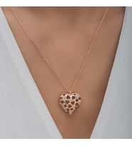 Gümüş Rose Bombeli Kalp Kadın Kolye