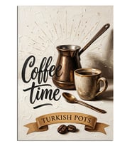 Coffee Time Türk Cezvesi Dekoratif Kanvas - Mdf Ahşap Tablo