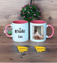 Bride Kupa Bardak Pembe Fotoğraflı Gelin Hediyesi