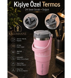 Kişiye Özel Termos – 900 ML 24 Saate Kadar Sıcak ve Soğuk Tutma (PEMBE)