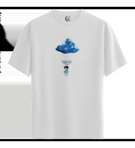 Rainy Dreams - %100 Pamuklu Kadın Beyaz Tişört - Premium Quality (Siyah - Beyaz)