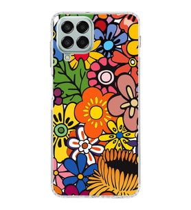 PrintiFy Samsung Galaxy M33 ile Uyumlu 1mm Slim Fit Retro Renkler 2 Baskılı Şeffaf  Kılıf