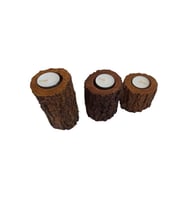 Simstyle Kütük Görünümlü 3 Lü Set Mumluk