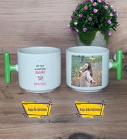 Doğum Günü Hediyesi Kupa Bardak Fotoğraflı T Yeşil Kulplu Yılın En Güzel Günü