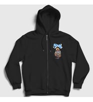 Presmono Unisex Siyah Hands Ghost Fermuarlı Kapüşonlu Sweatshirt 51920tt