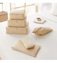 Ocean Home Textile 6'lı Bej Balıksırtı Bavul İçi Düzenleyici Set 