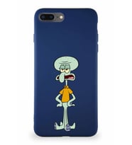 Apple iPhone 7 Plus Soft Premier Kapak Squidward Dokunaç Tasarımlı Silikon Kılıf - Lacivert (Şeffaf)