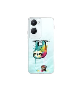 Vivo Y18 ile Uyumlu Splash Tembel Hayvan Tasarımlı Şeffaf Silikon Kılıf