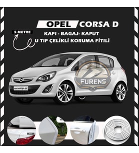 Opel Corsa D Oto Araç Kapı Koruma Fitili 5metre Parlak Beyaz Renk