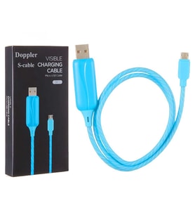 Şarj Kablosu Işıklı Mavi Micro USB