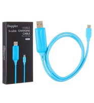 Şarj Kablosu Işıklı Mavi Micro USB
