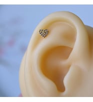 Cerrahi Çelik Gold Taşlı Kalp Tragus Piercing Helix Kıkırdak (Çok Renkli)