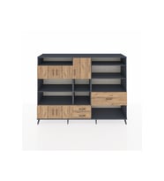 Hyperion Dolap 13 Raflı 3 Çekmeceli 5 Kapaklı 220x44x163 Antrasit-Çam