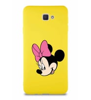 Samsung Galaxy J7 Prime 2 Soft Premier Kapak Minnie Mouse-B Tasarımlı Silikon Kılıf - Sarı (Şeffaf)