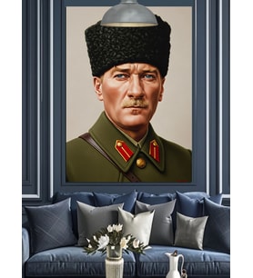 Mustafa Kemal Atatürk Askeri Portresi Dekoratif Kanvas - Mdf Ahşap Tablo
