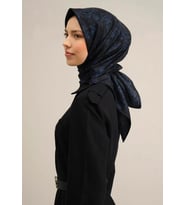 Armine Tivil İpek Eşarp 9311 - 10 Lacivert Karışık Desen