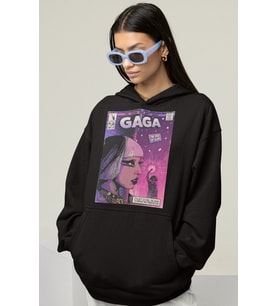 Tasarım Lady Gaga Baskılı Unisex Oversize Şarkıcı Hoodie