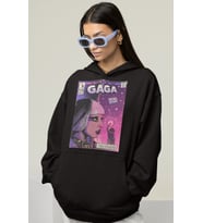 Tasarım Lady Gaga Baskılı Unisex Oversize Şarkıcı Hoodie